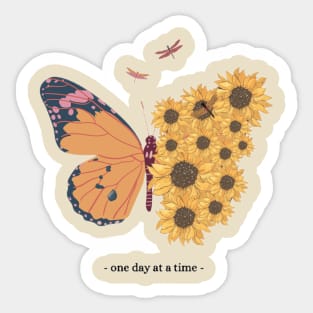 One day at a time x Sunflower Butterfly Sticker